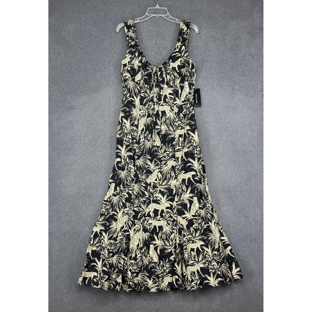 Taylor Maxi Dress Womens 14 Black Cheetah Palm‎ Print